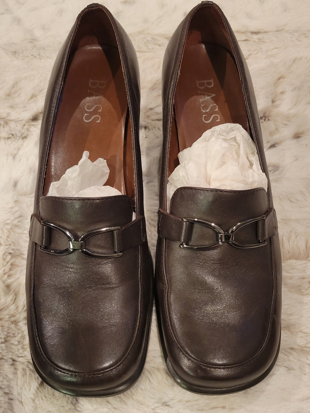 Bass Women's Brown Leather Loafers with Silver Bit